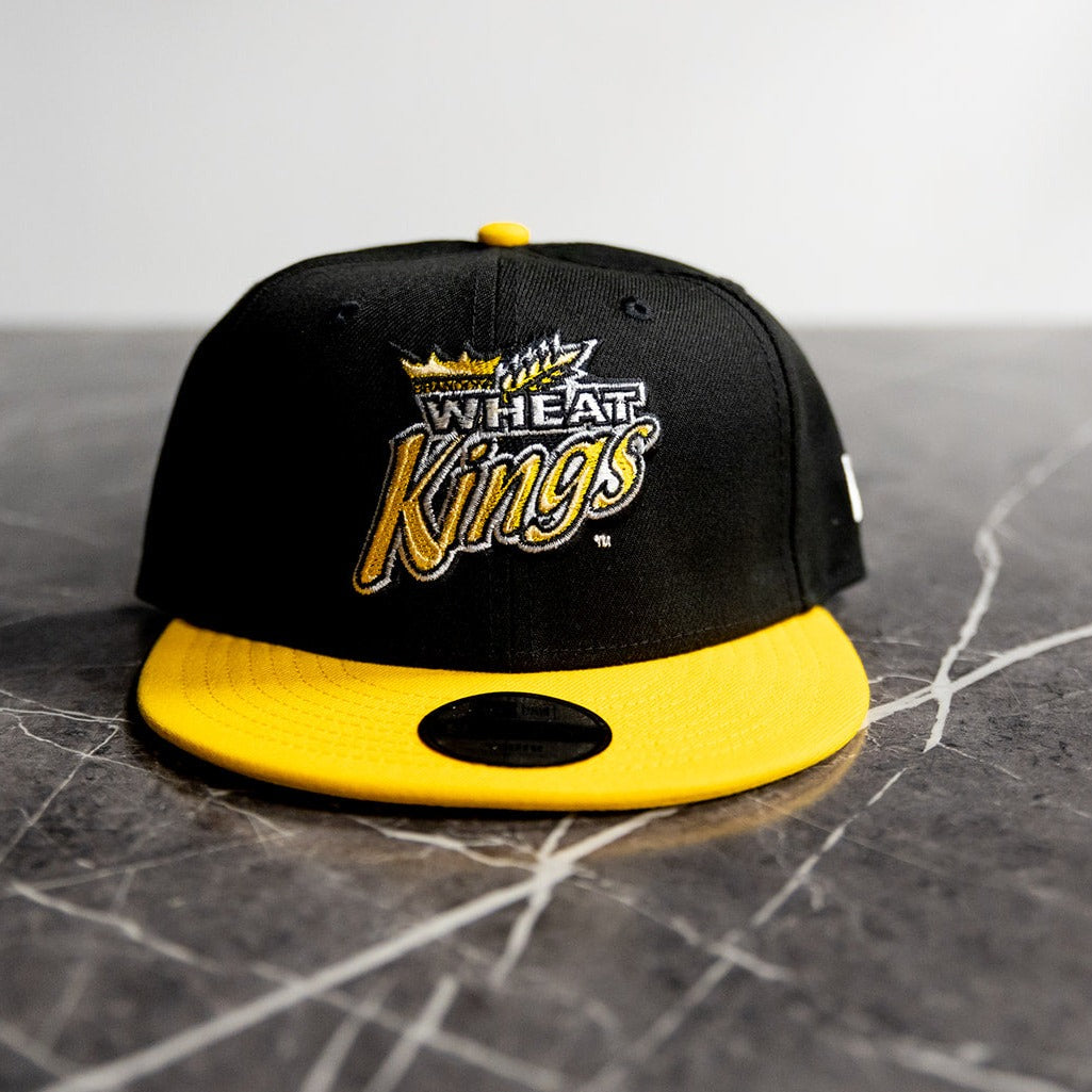 New Era 9Fifty Youth Snapback Black Gold Brandon Wheat Kings Team Store