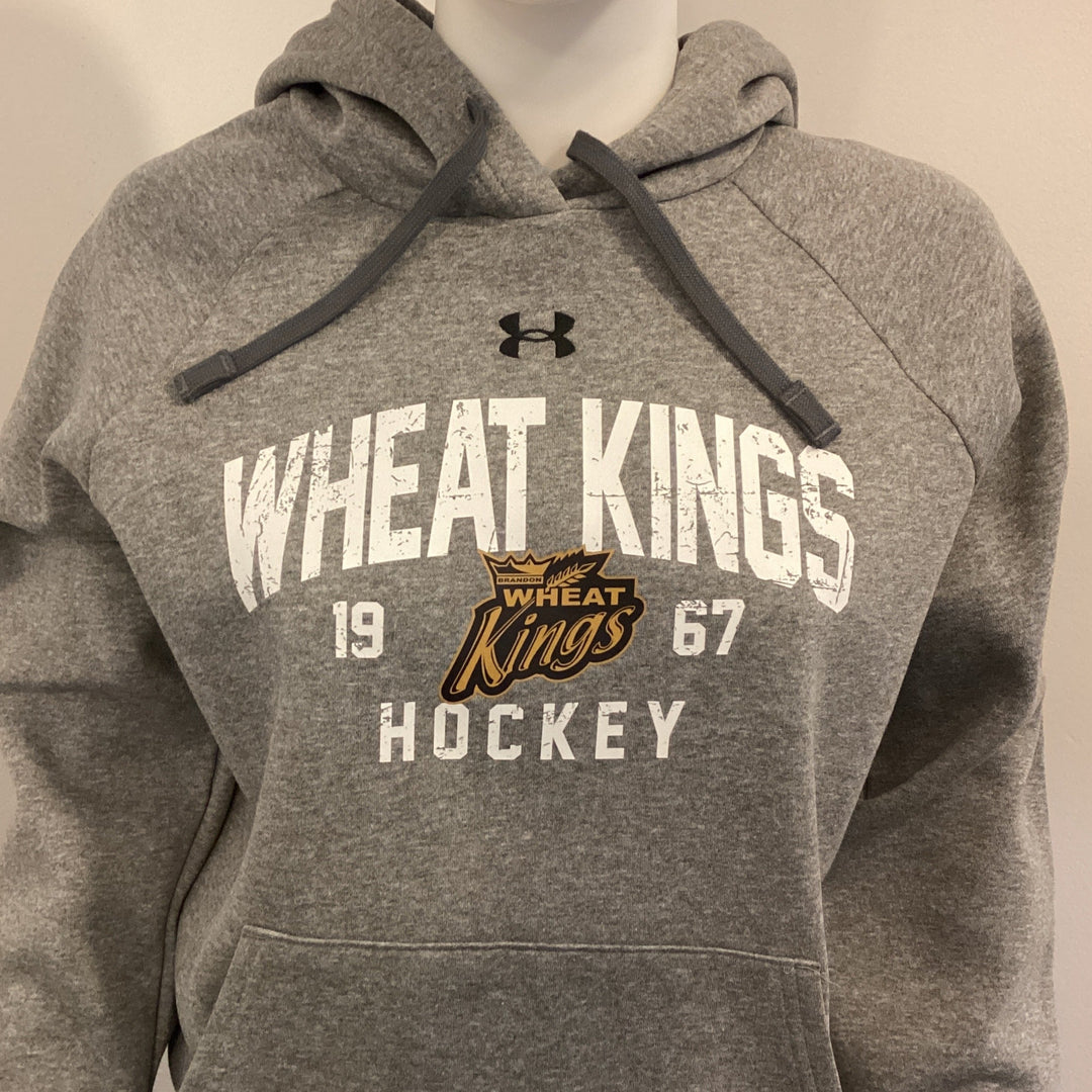 UA Women's Rival Fleece Hoody - Wheat Kings Hockey Logo