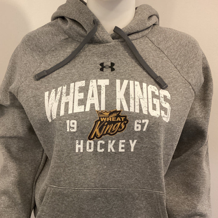 UA Women's Rival Fleece Hoody - Wheat Kings Hockey Logo